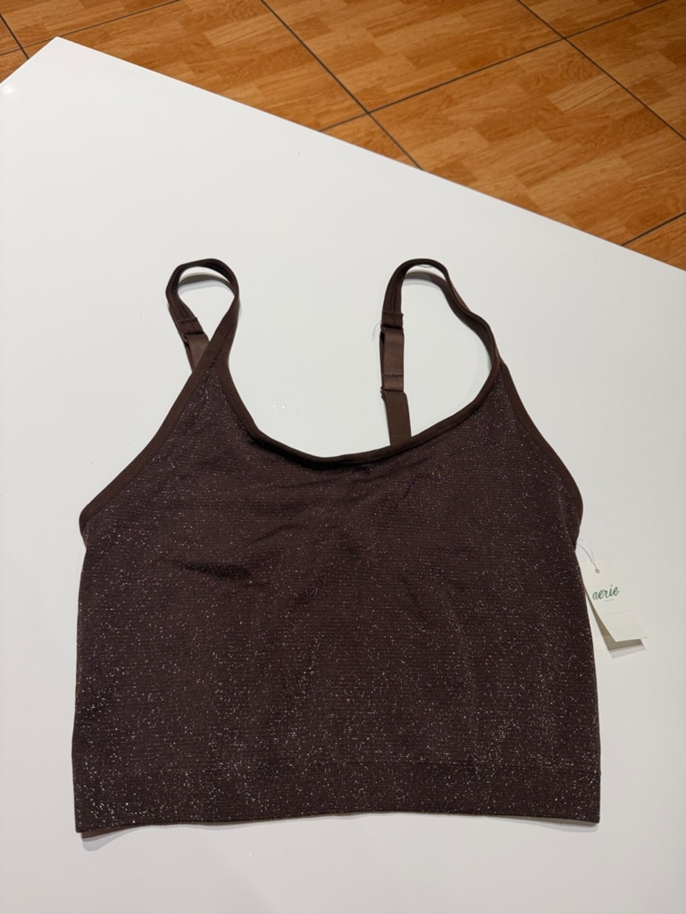 aerie Brown Sparkle Crop Bralette - XL